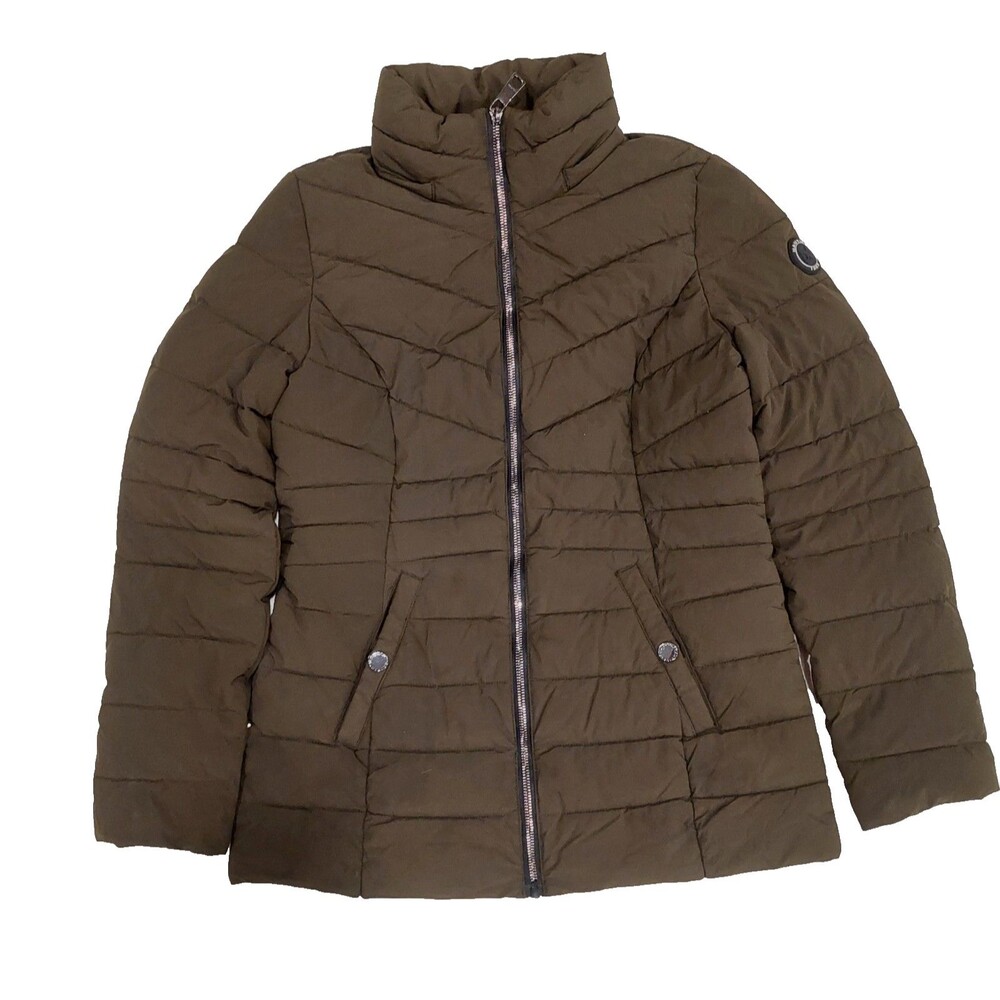 NAUTICA Women's Coat Sage Green Stretch Quilted Full Zip Jacket Puffer XS